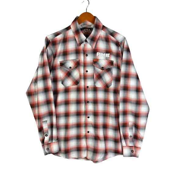 Dixxon The Eagle Limited Edition Long Sleeve Flannel‎ Plaid Orange Black Medium - Picture 1 of 10